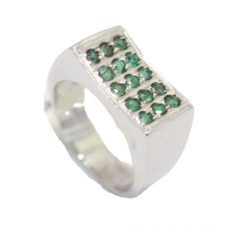 Ring silver sterling 925 women green emerald natural gemstone handmade C 234